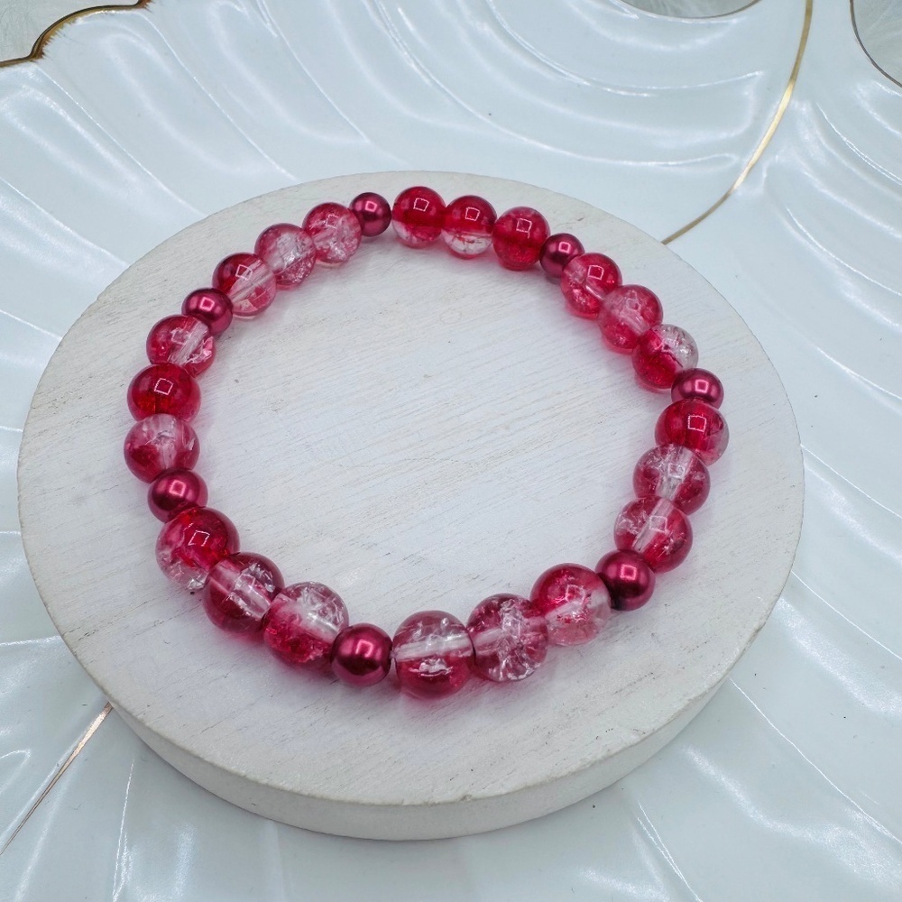 Gradient Glass Beaded Bracelet Style A Red - Picture 5 of 6